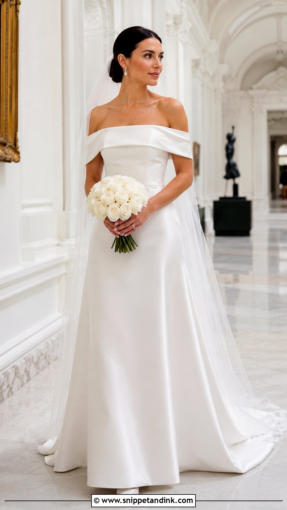 Minimal Off Shoulder Wedding Dress - Snippet and Ink - 20 Minimal Bride Dress Ideas