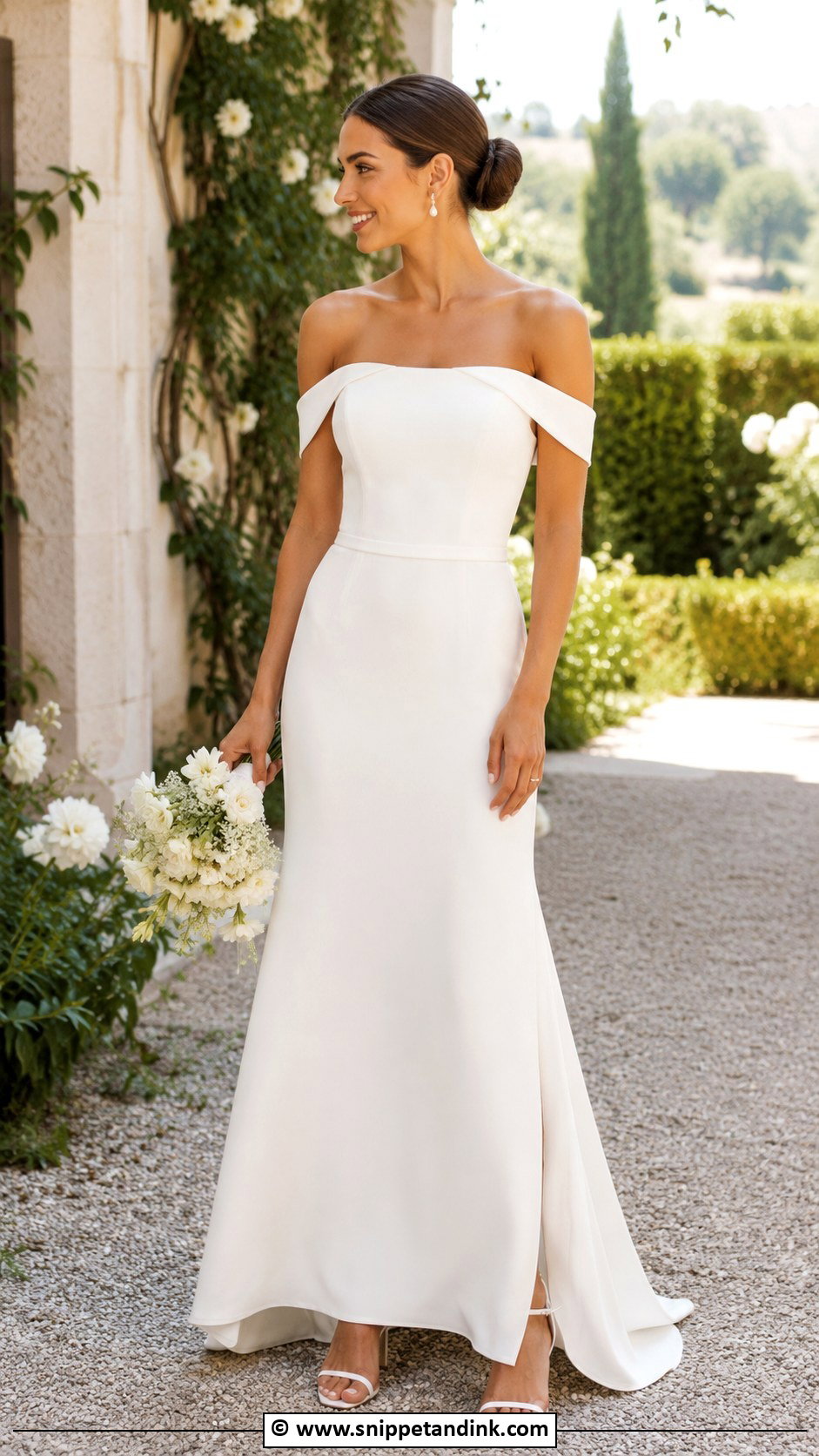 Minimal Off Shoulder Wedding Dress - Snippet and Ink - 35 Minimal Wedding Dress Ideas