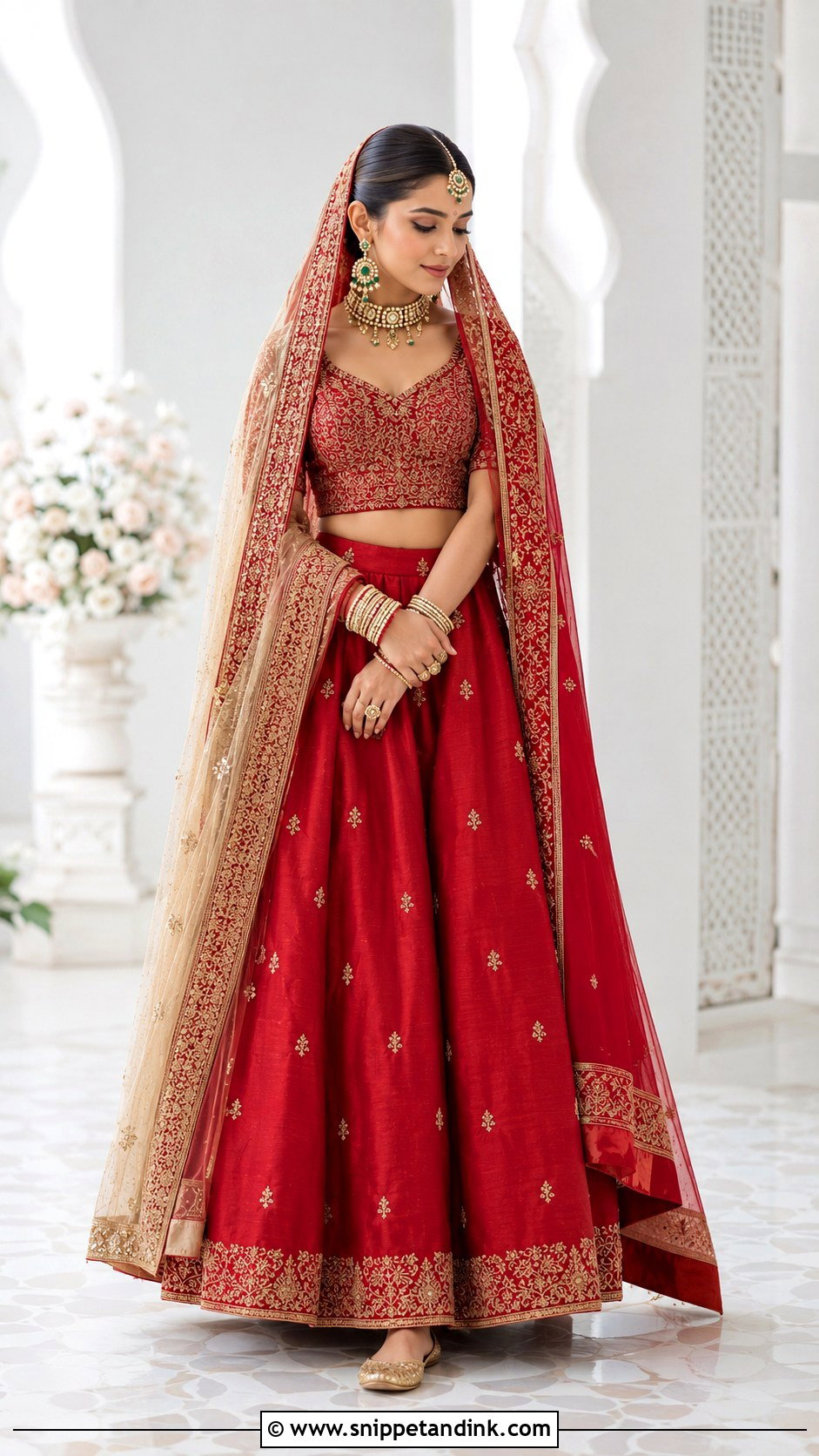 Minimal Red Barat Bridal Lehenga - Snippet and Ink - 20 Barat Bridal Dress Ideas
