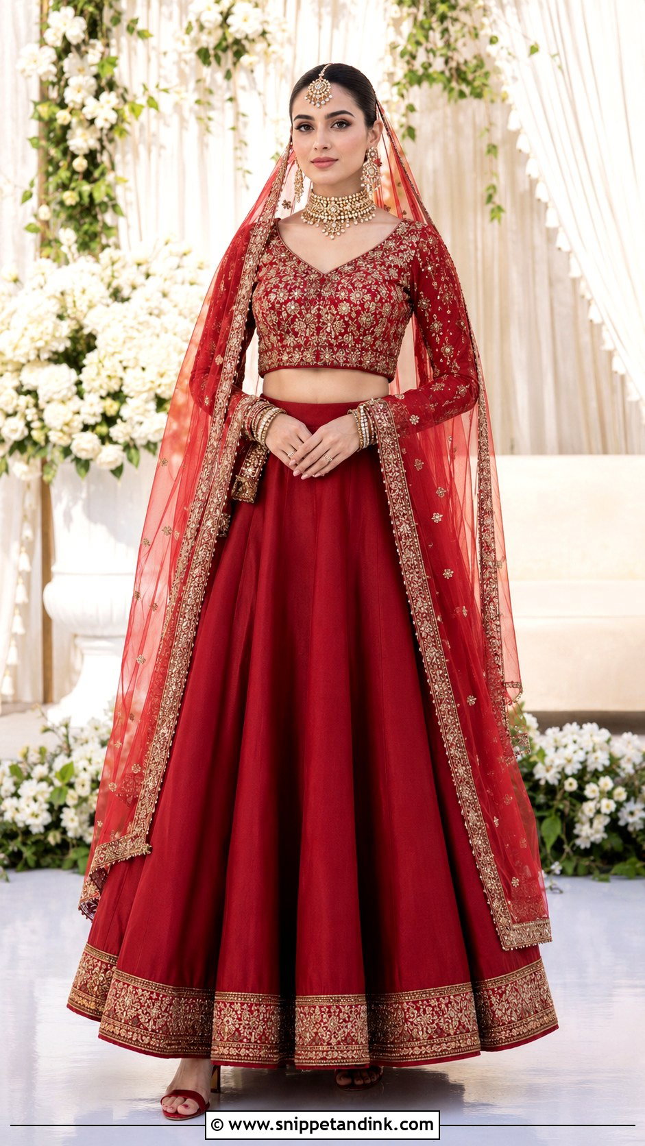Minimal Red Bridal Lehenga - Snippet and Ink - 20 Red Baraat Dress Pakistani Bridal Wear Ideas