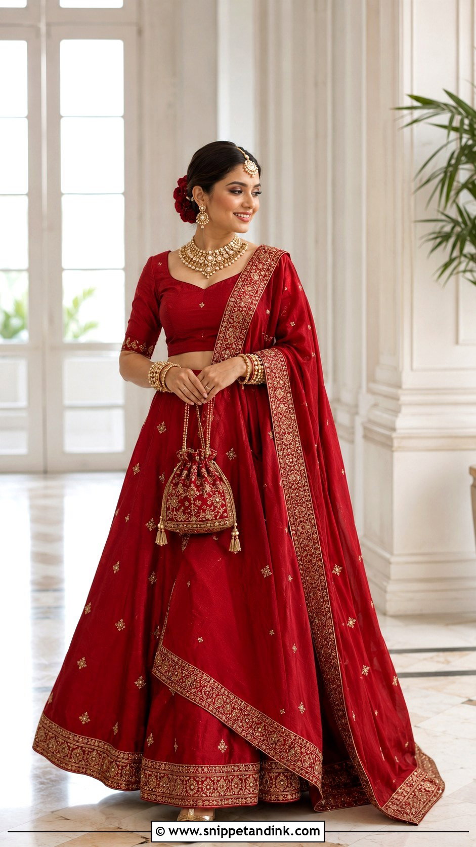 Minimal Red Lehenga Bridal Dress for Barat - Snippet and Ink - 20 Bridal Dress for Barat Ideas