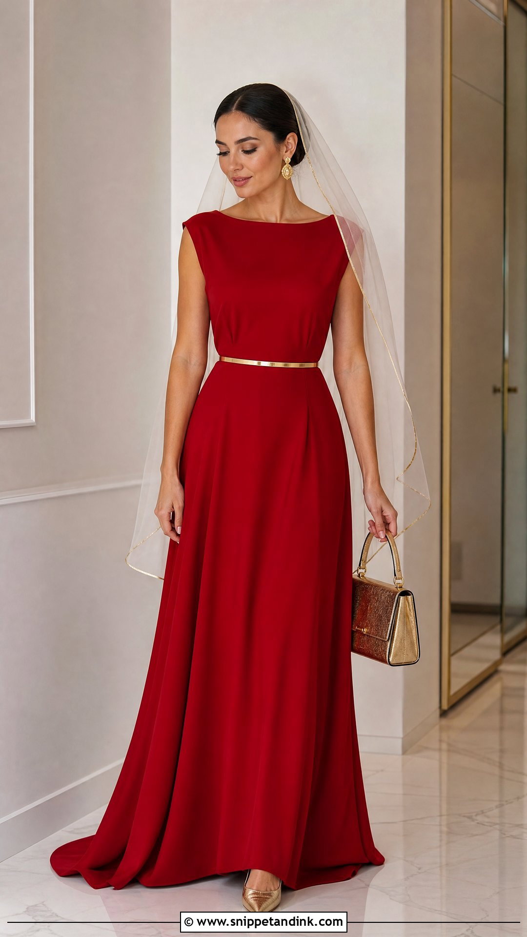 Minimal Red and Gold Wedding Dress - Snippet and Ink - 20 Red and Gold Wedding Dress Ideas