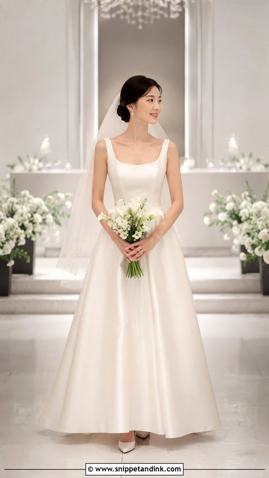 Minimal Satin A Line Korean Bridal Dress - Snippet and Ink - 20 Korean Bridal Dress Ideas