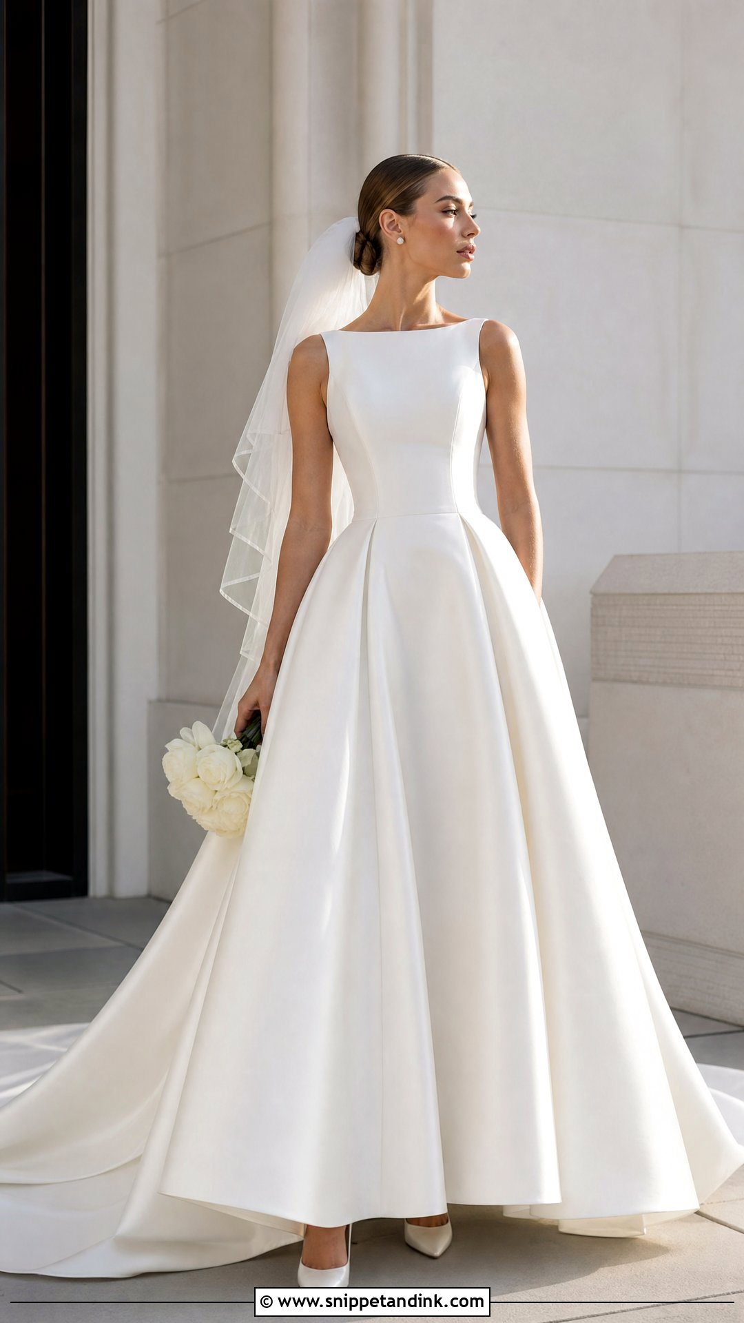 Minimal Satin Bridal Ball Gown - Snippet and Ink - 25 Bridal Ball Gown Ideas