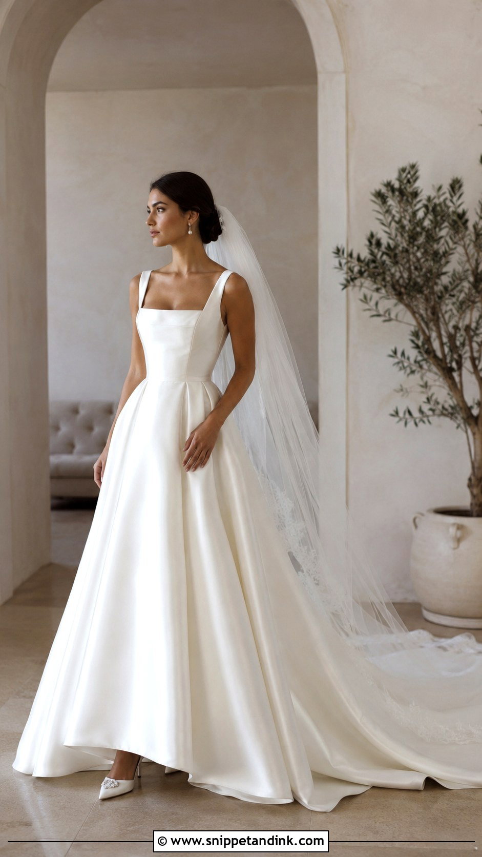 Minimal Satin Princess Wedding Dress - Snippet and Ink - 20 Fairy Tail Wedding Dress Ideas