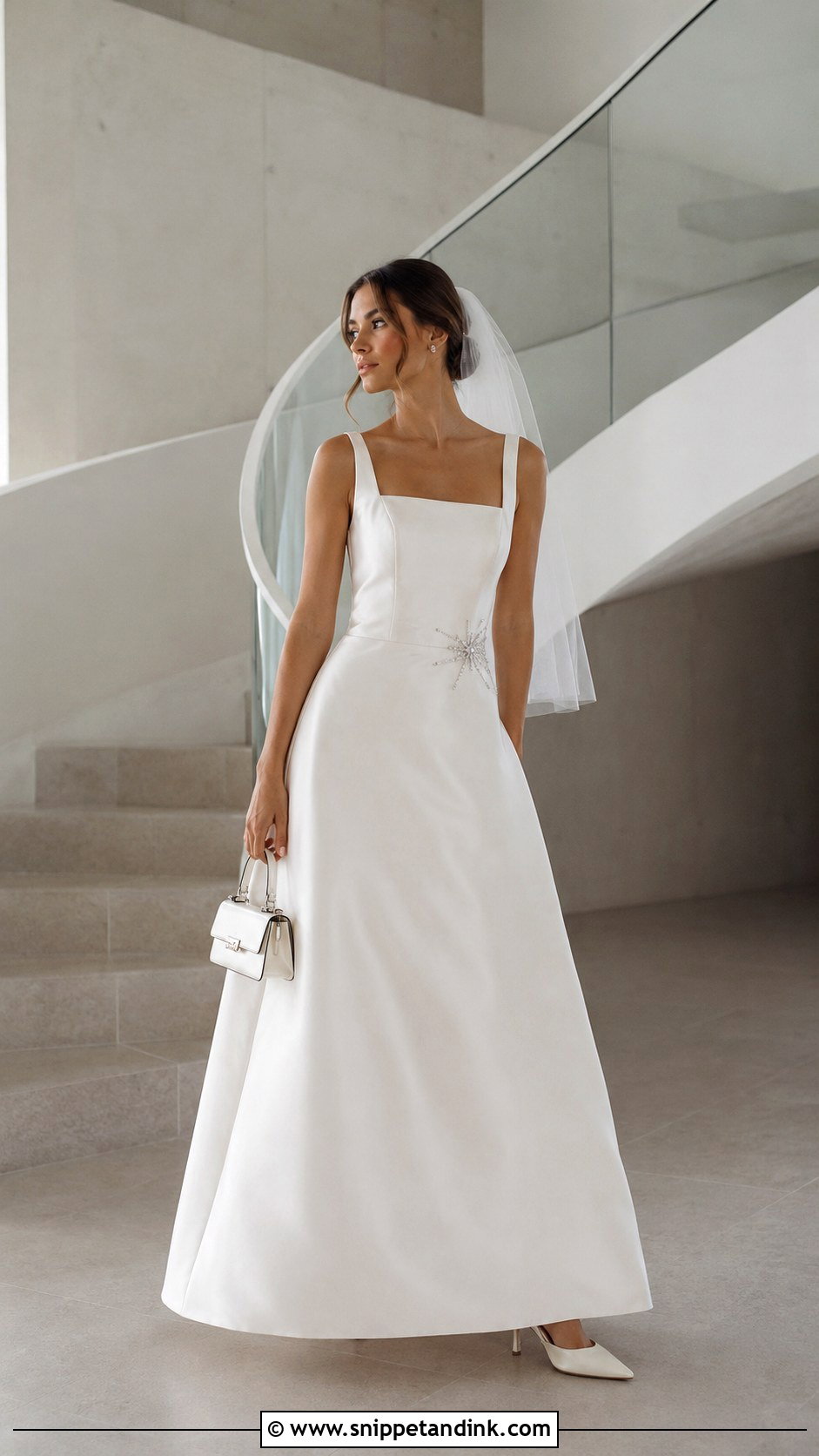 Minimal Satin Star Wedding Dress - Snippet and Ink - 20 Star Wedding Dress Ideas