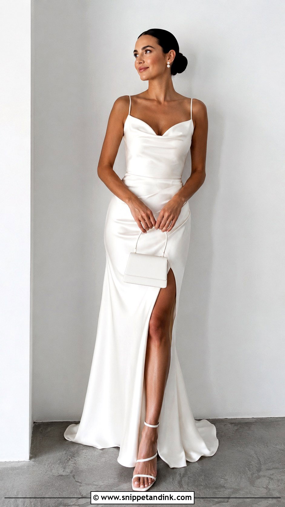 Minimal Satin Wedding Dress - Snippet and Ink - 25 Hayley Bieber Wedding Dress Ideas