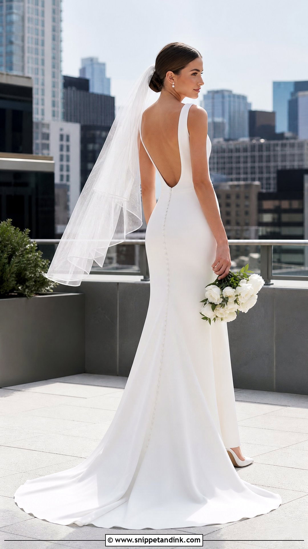 Minimal Sheath Wedding Dress With Sweep Train - Snippet and Ink - 20 Wedding Dress Train Lengths Ideas
