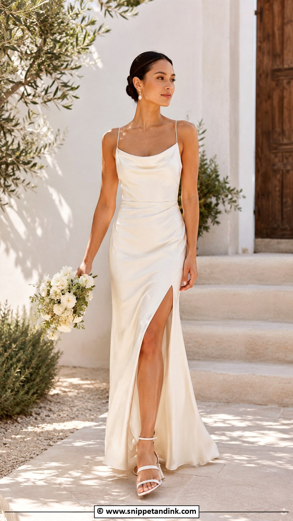 Minimal Side Slit Wedding Dress - Snippet and Ink - 35 Minimal Wedding Dress Ideas