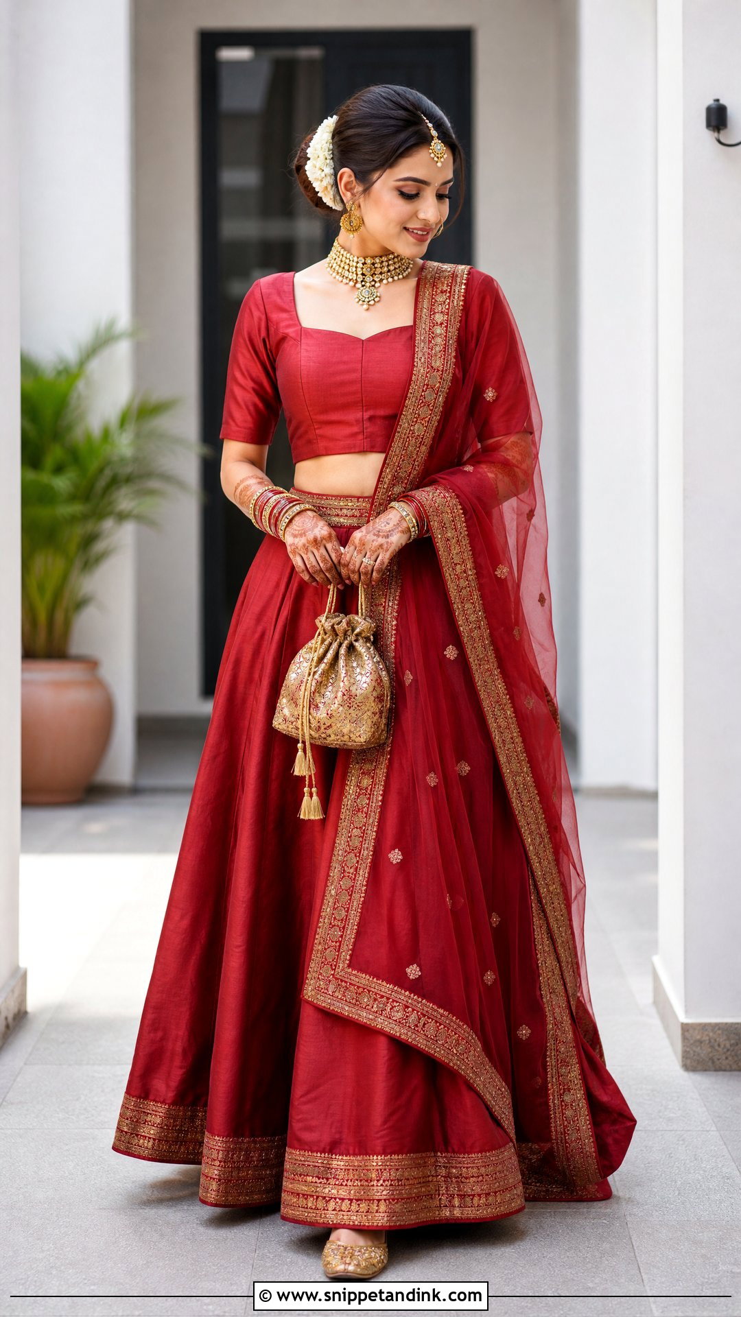 Minimal Silk Bridal Lehenga - Snippet and Ink - 25 Hindu Wedding Dress Ideas