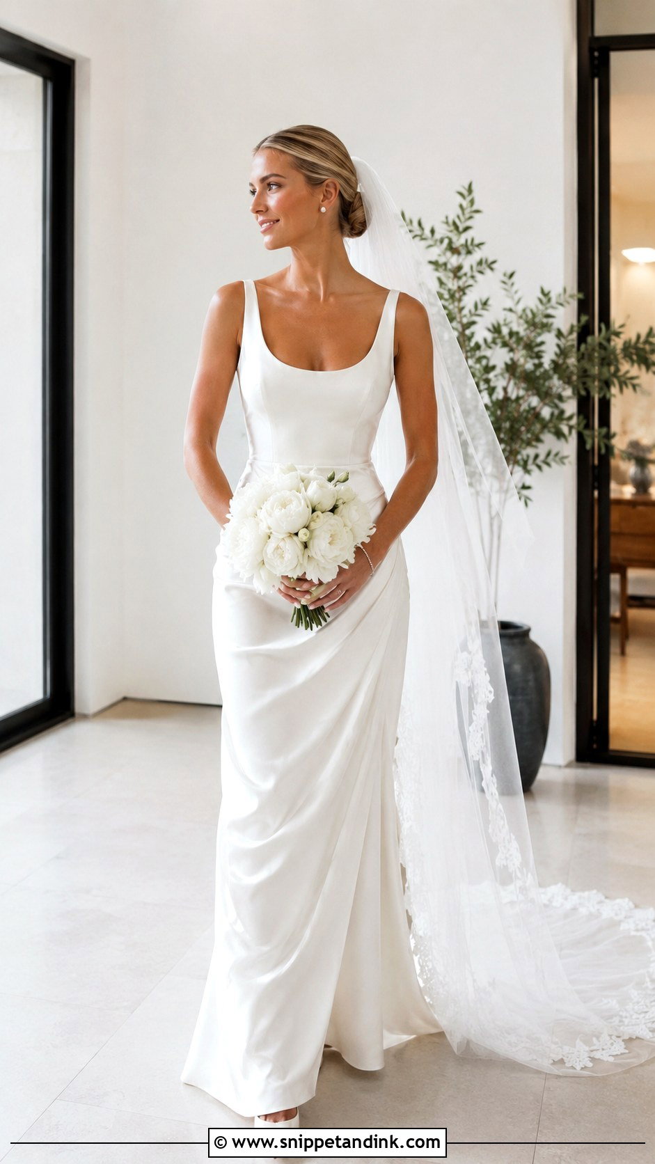 Minimal Silk Wedding Dress With Pumps - Snippet and Ink - 20 Barbra Palvin Wedding Dress Ideas
