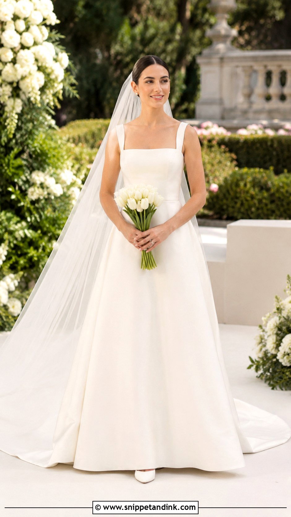 Minimal Square Neck A Line Wedding Dress - Snippet and Ink - 20 Minimal Bride Dress Ideas