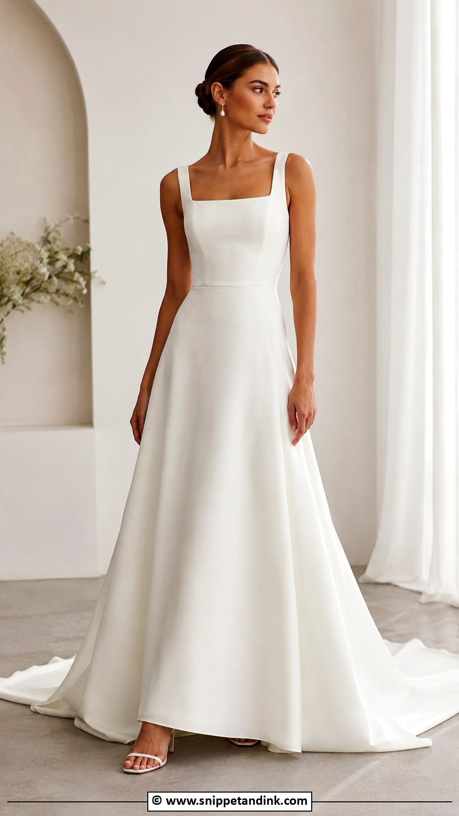 Minimal Square Neck Wedding Dress - Snippet and Ink - 35 Minimal Wedding Dress Ideas