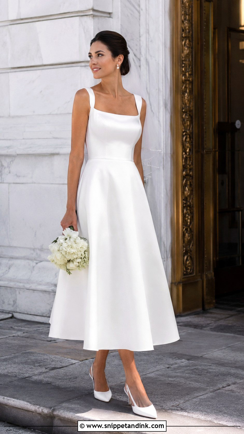 Minimal Tea Length Wedding Dress - Snippet and Ink - 20 Minimal Bride Dress Ideas