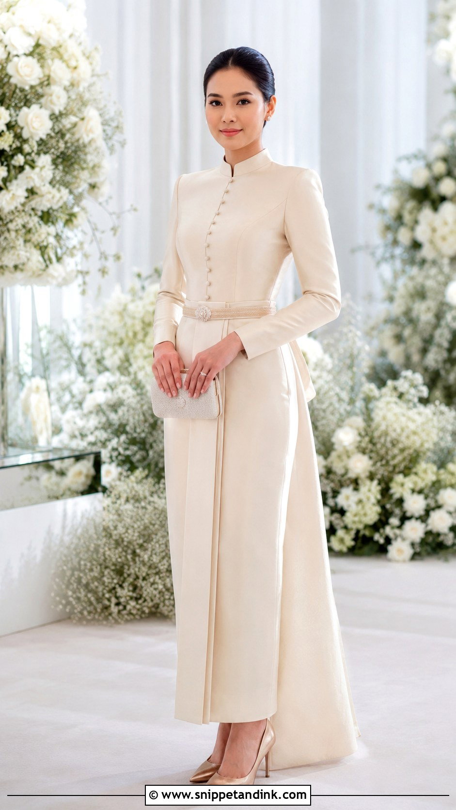 Minimal Thai Boromphiman Wedding Dress - Snippet and Ink - 20 Modern Thai Wedding Dress Ideas