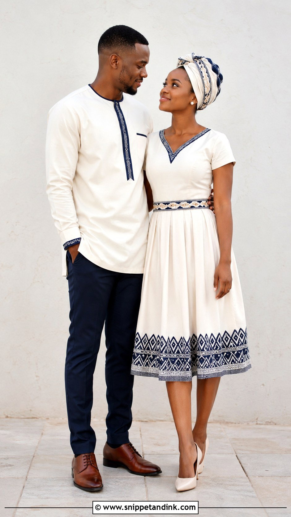 Minimal Traditional Couple Outfit - Snippet and Ink - 25 Lobola Outfits for Couples