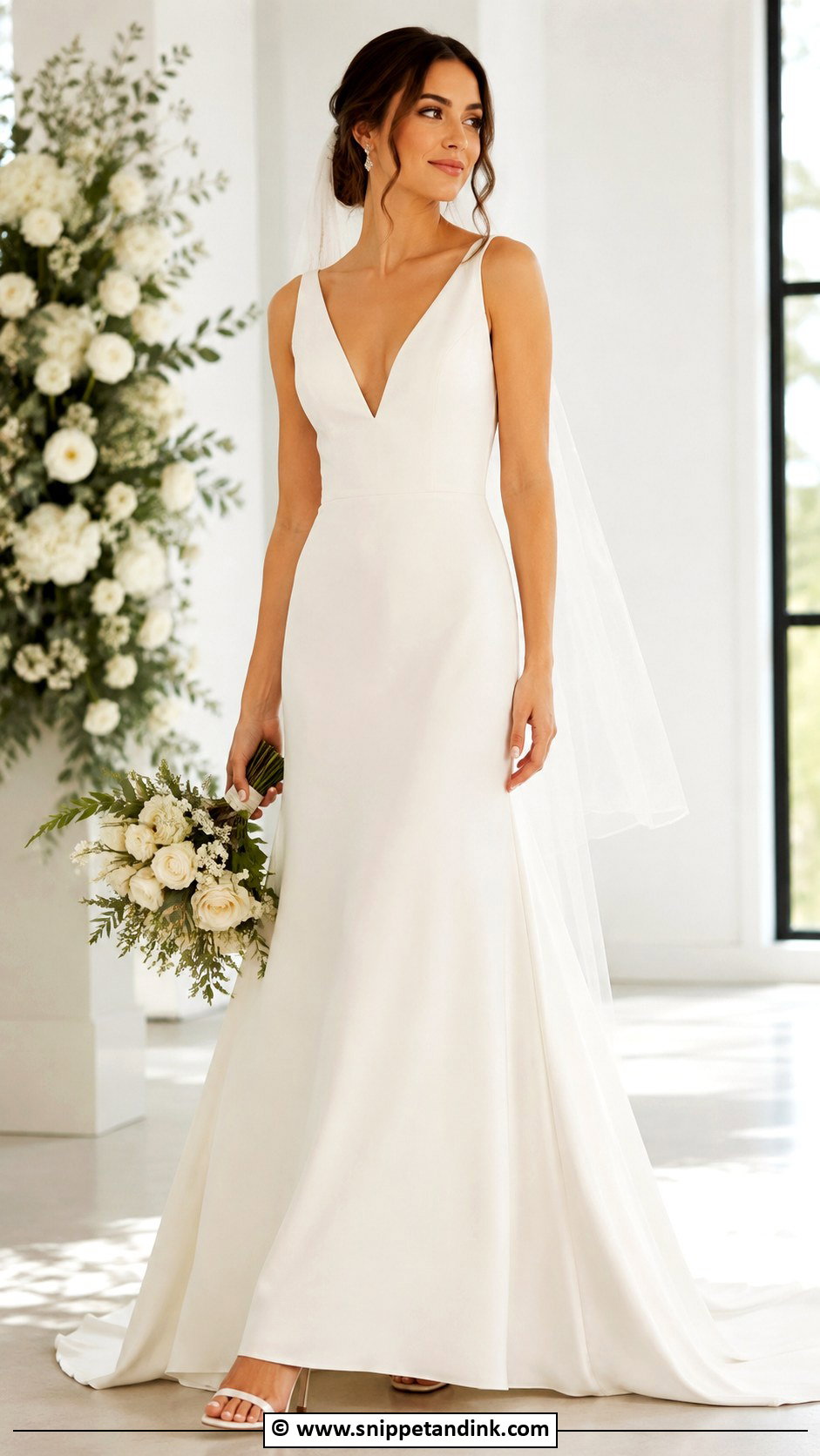 Minimal V Neck Wedding Dress - Snippet and Ink - 35 Minimal Wedding Dress Ideas