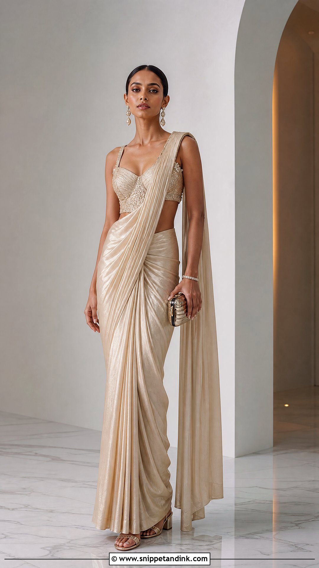 Minimal Wedding Chappal With Modern Saree - Snippet and Ink - 20 Wedding Chappal for Bride Ideas