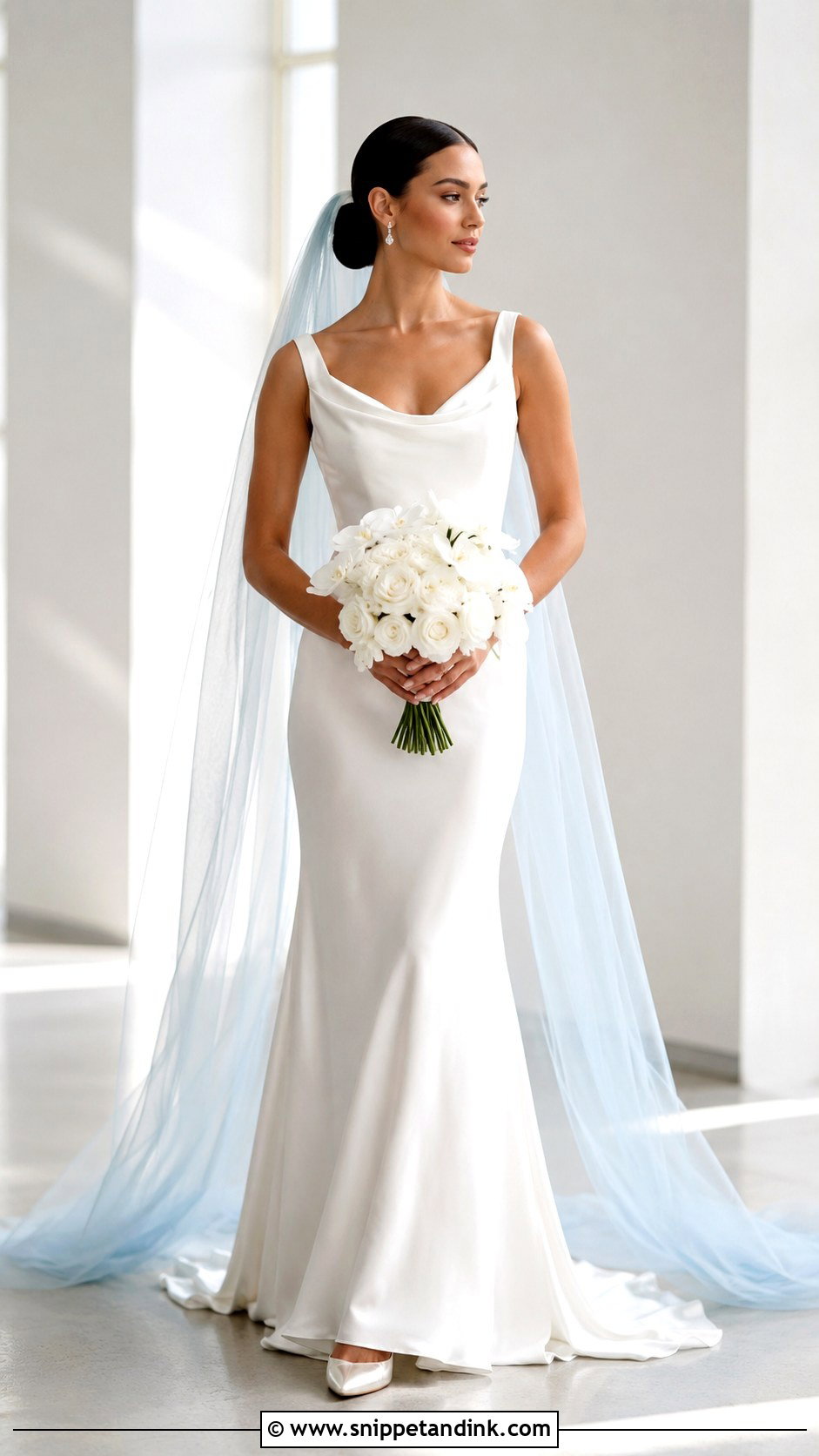 Minimal Wedding Dress With Blue Veil - Snippet and Ink - 25 Wedding Dress with Blue Accents Ideas