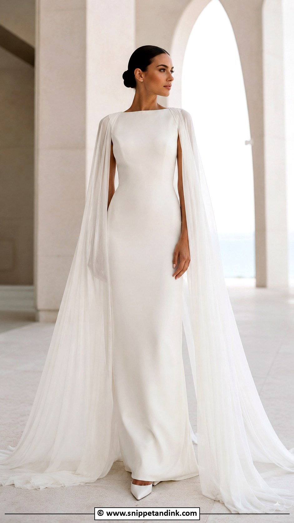 Minimal Wedding Dress With Cape - Snippet and Ink - 35 Minimal Wedding Dress Ideas