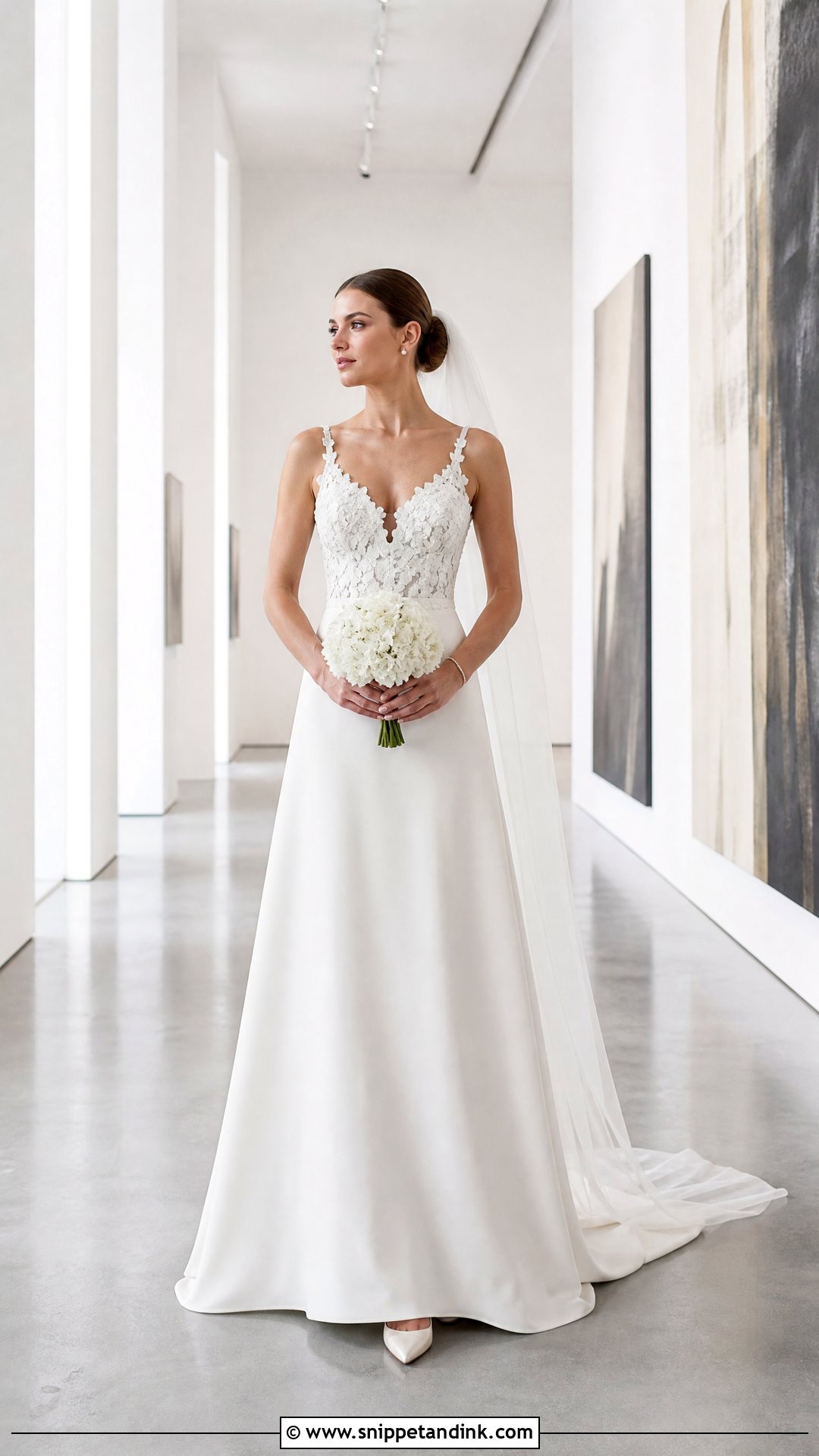Minimal Wedding Dress With Embroidered Floral Bodice - Snippet and Ink - 20 Wedding Dress with Embroidered Flowers