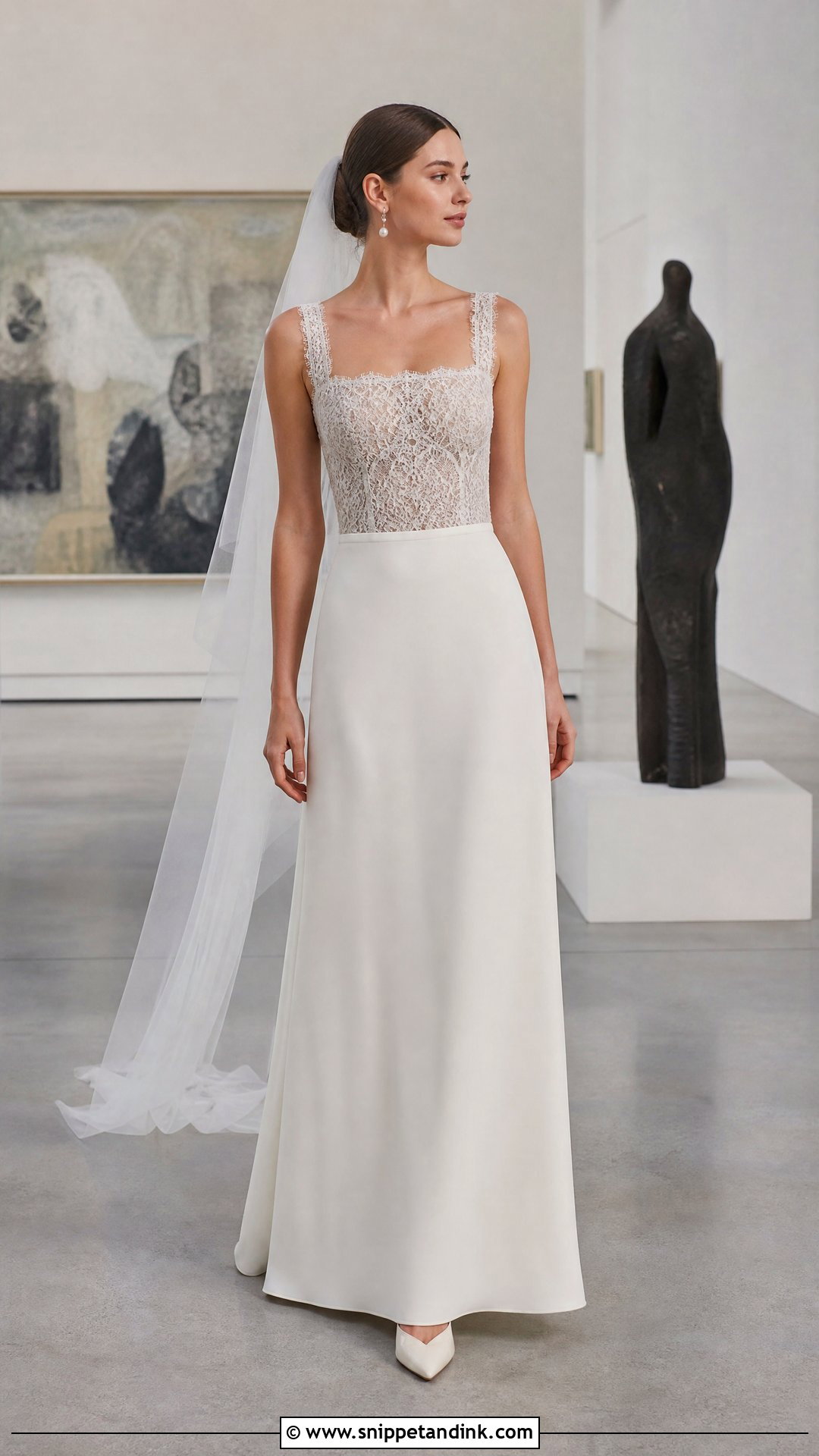 Minimal Wedding Dress With Lace Overlay Bodice - Snippet and Ink - 20 Wedding Dress with Lace Overlay Ideas