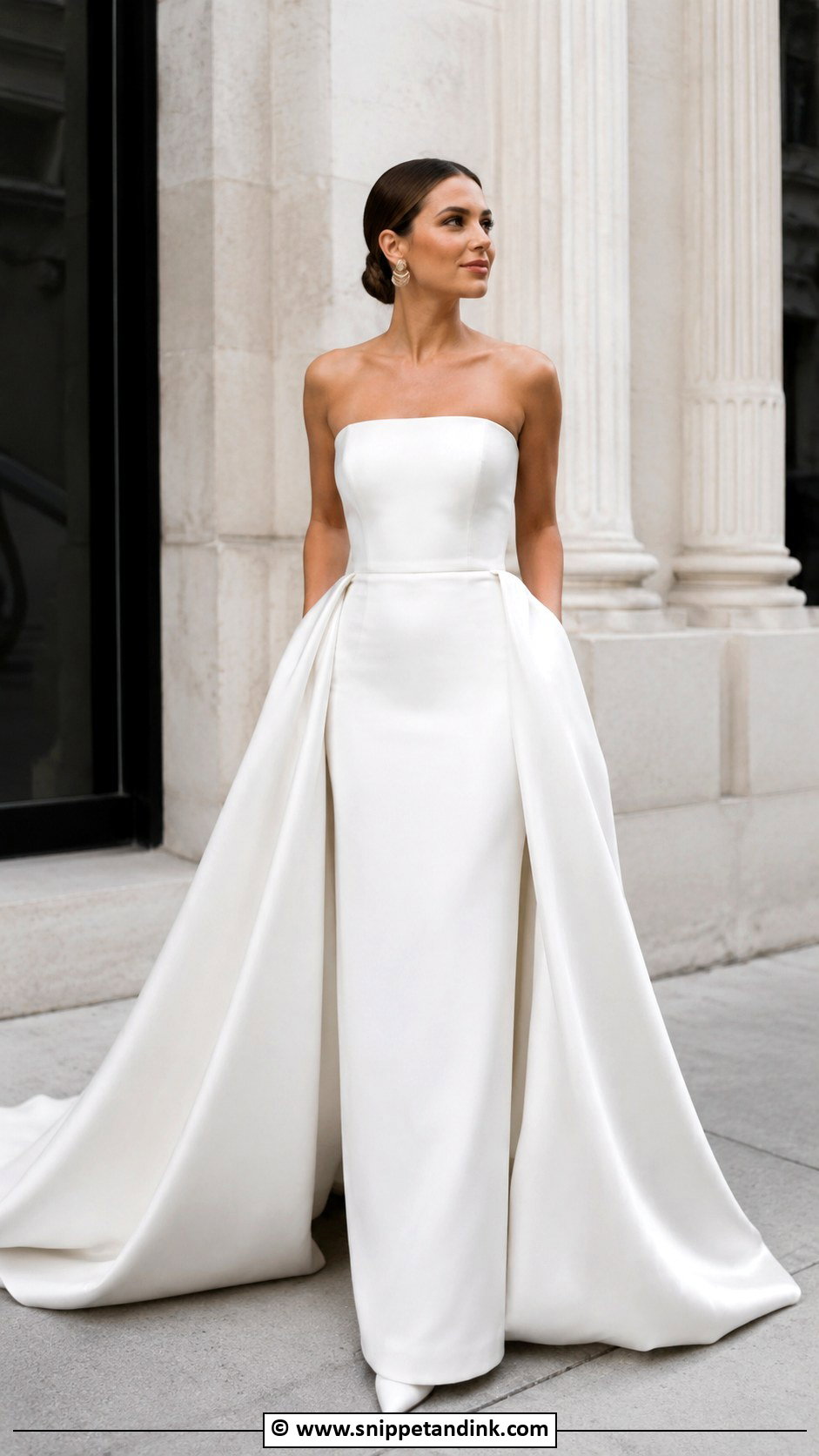 Minimal Wedding Dress With Overskirt - Snippet and Ink - 30 2 in 1 Wedding Dress Ideas