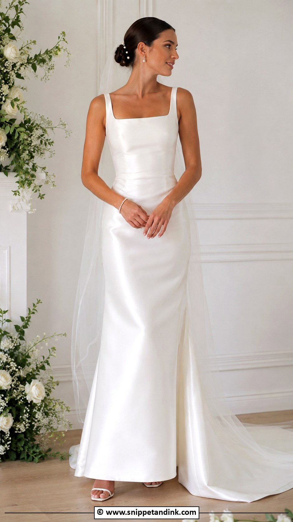 Minimal Wedding Dress With Pearl Accessories - Snippet and Ink - 35 Minimal Wedding Dress Ideas