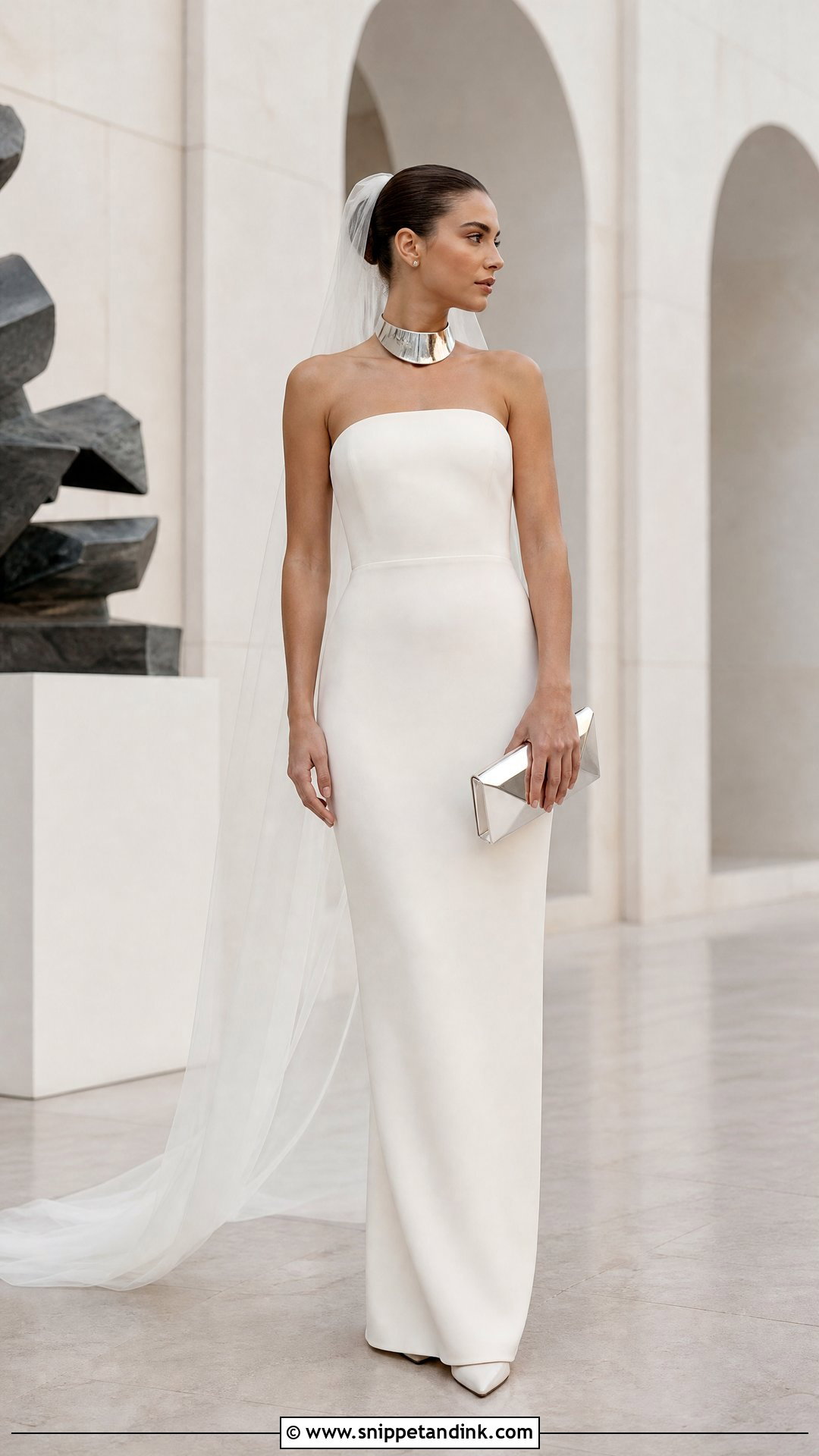 Minimal Wedding Dress With Sculptural Choker - Snippet and Ink - 20 Wedding Dress with Choker Ideas