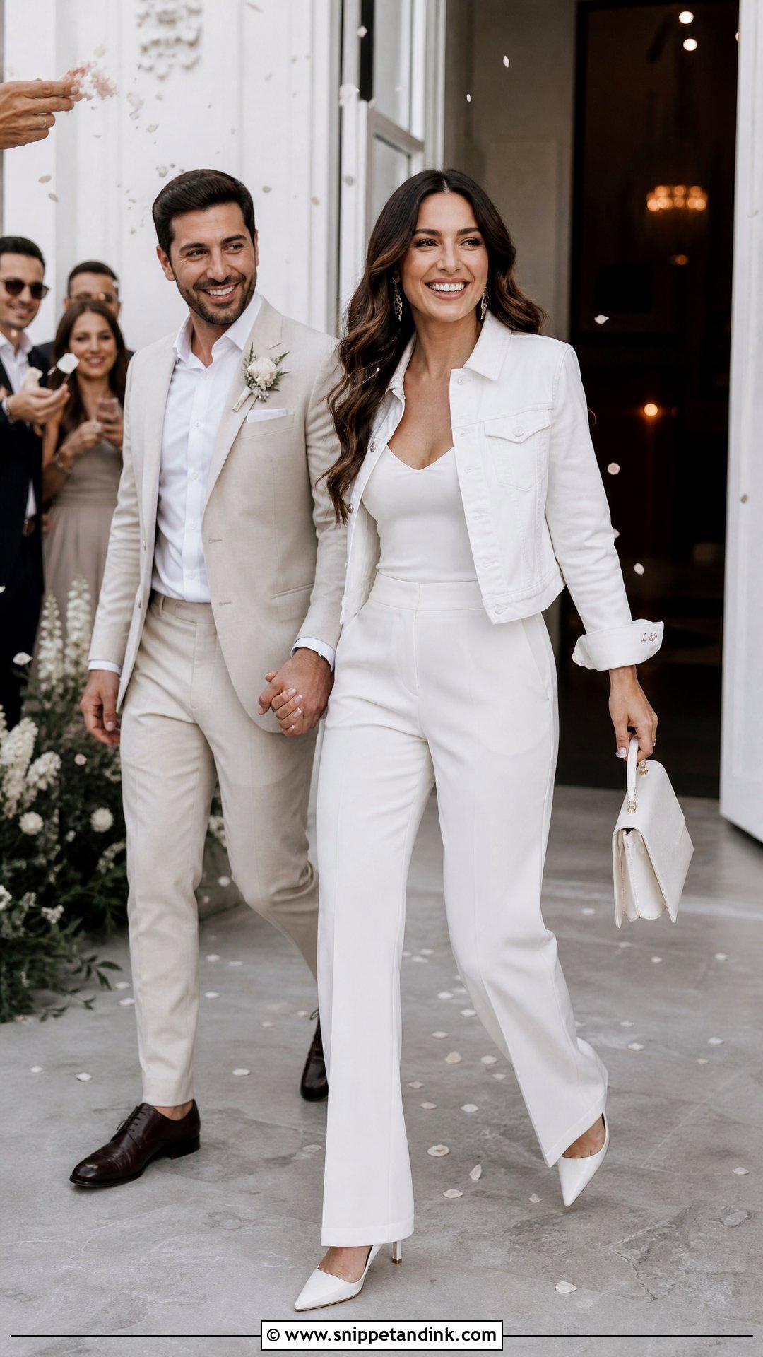 Minimal Wedding Jean Jacket With Bridal Pants Set - Snippet and Ink - 20 Wedding Jean Jacket Ideas
