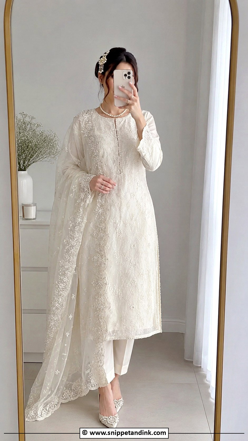 Minimal White Nikkah Suit Outfit - Snippet and Ink - 25 Nikkah Outfits for Bride