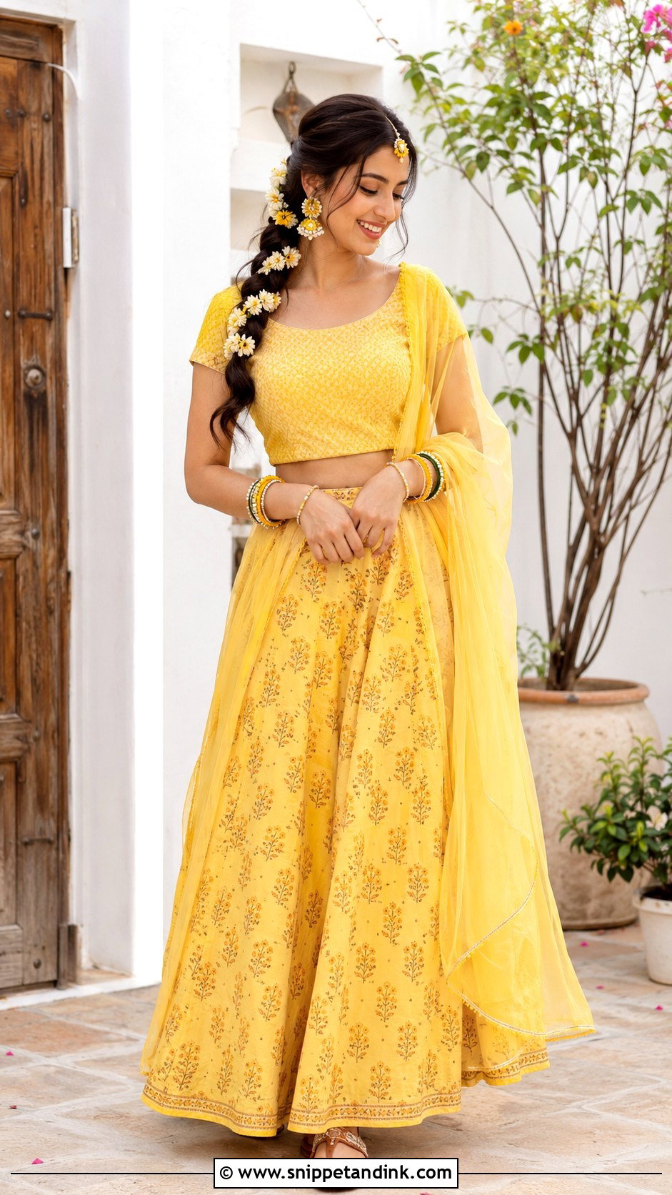 Minimal Yellow Cotton Haldi Lehenga - Snippet and Ink - 20 Haldi Lengha Ideas