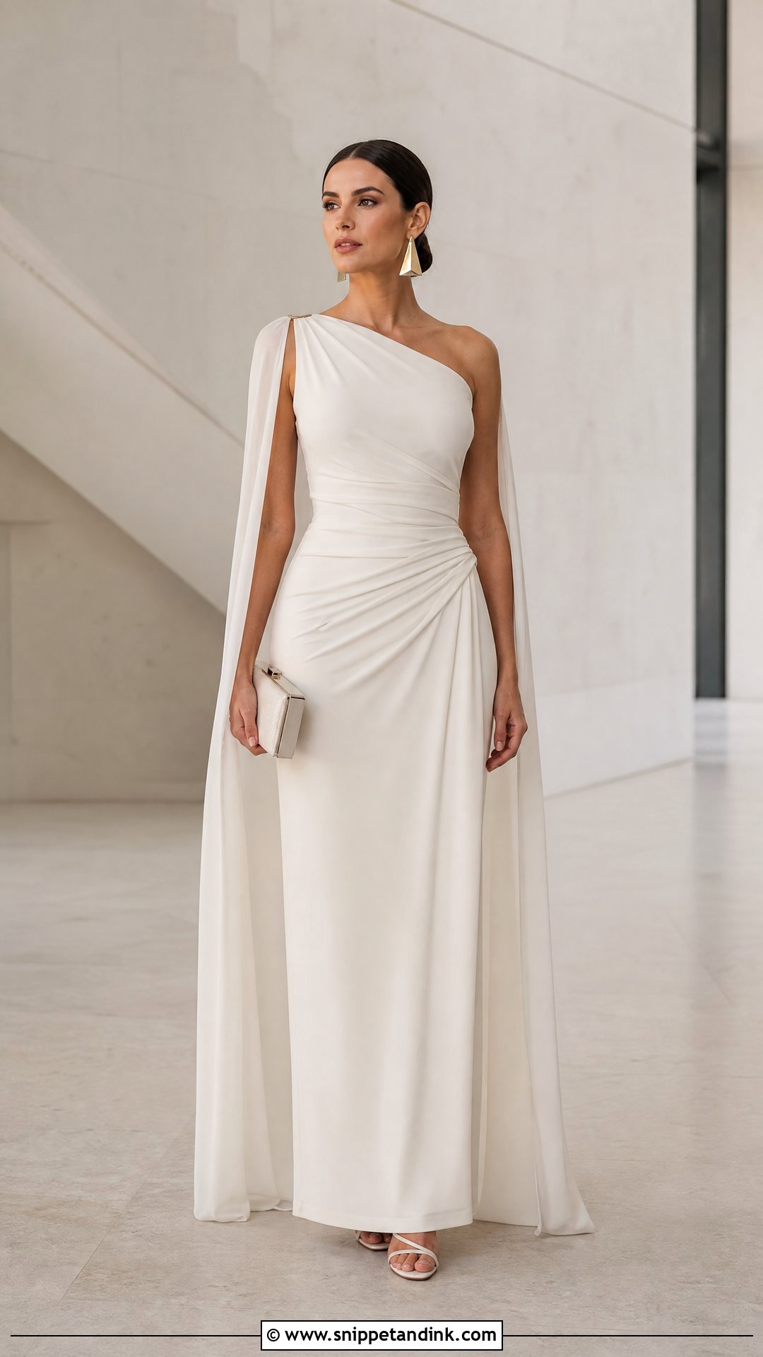 Minimalist Ancient Greek Wedding Dress With Sculptural Jewelry - Snippet and Ink - 25 Ancient Greek Wedding Dress Ideas