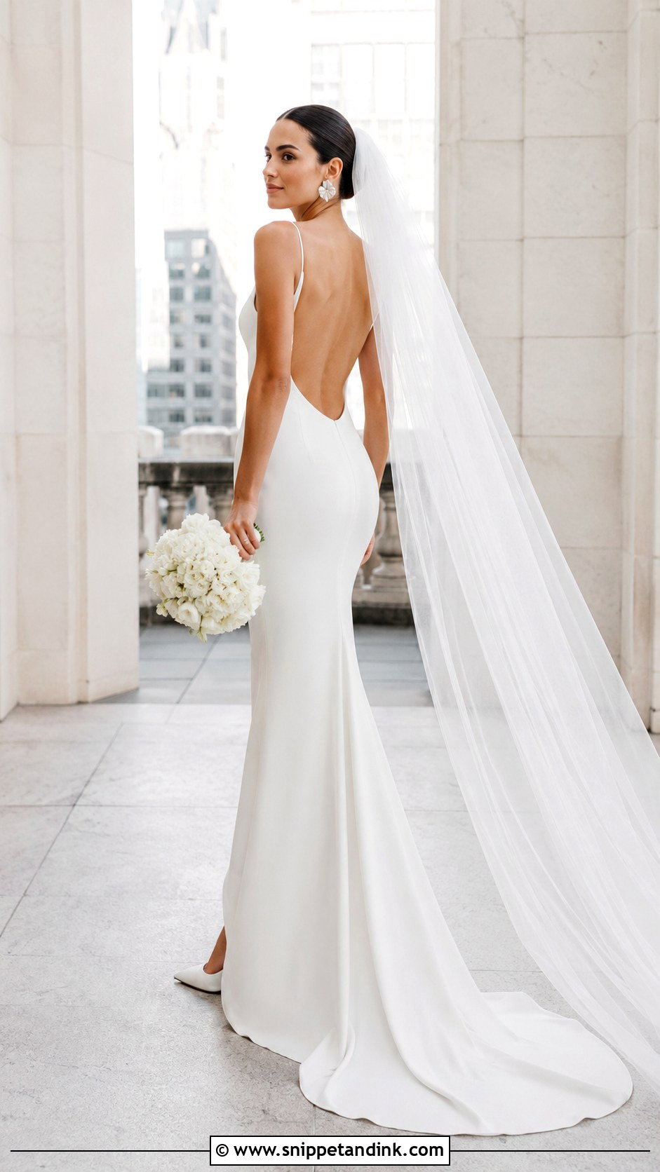 Minimalist Backless Mermaid Wedding Dress - Snippet and Ink - 20 Backless Mermaid Wedding Dresses