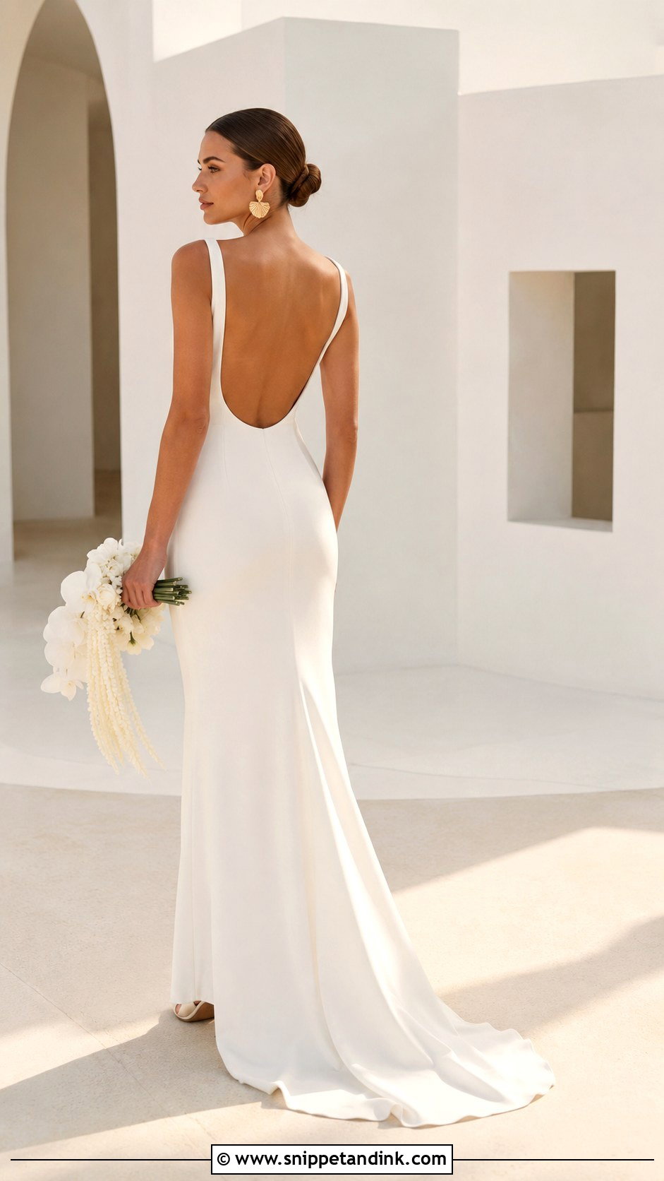 Minimalist Backless Wedding Gown - Snippet and Ink - 20 Backless Wedding Gown Ideas