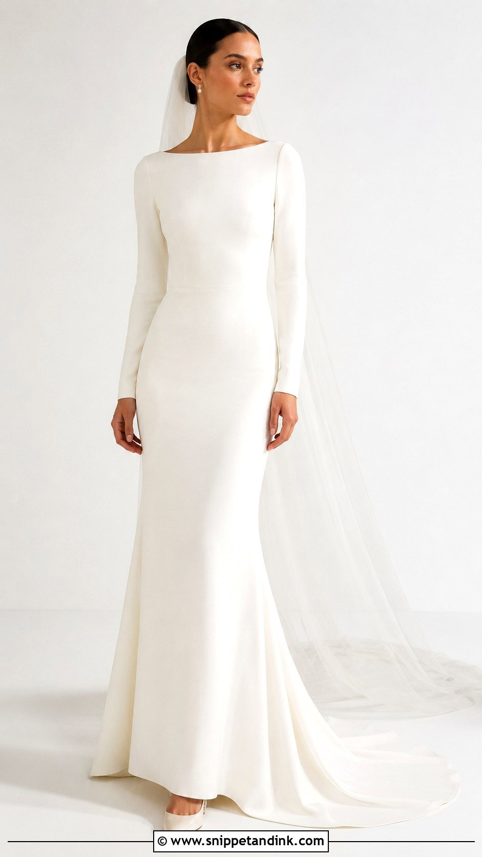 Minimalist Bridal Gown With Sleeves - Snippet and Ink - 25 Bridal Gowns with Sleeves
