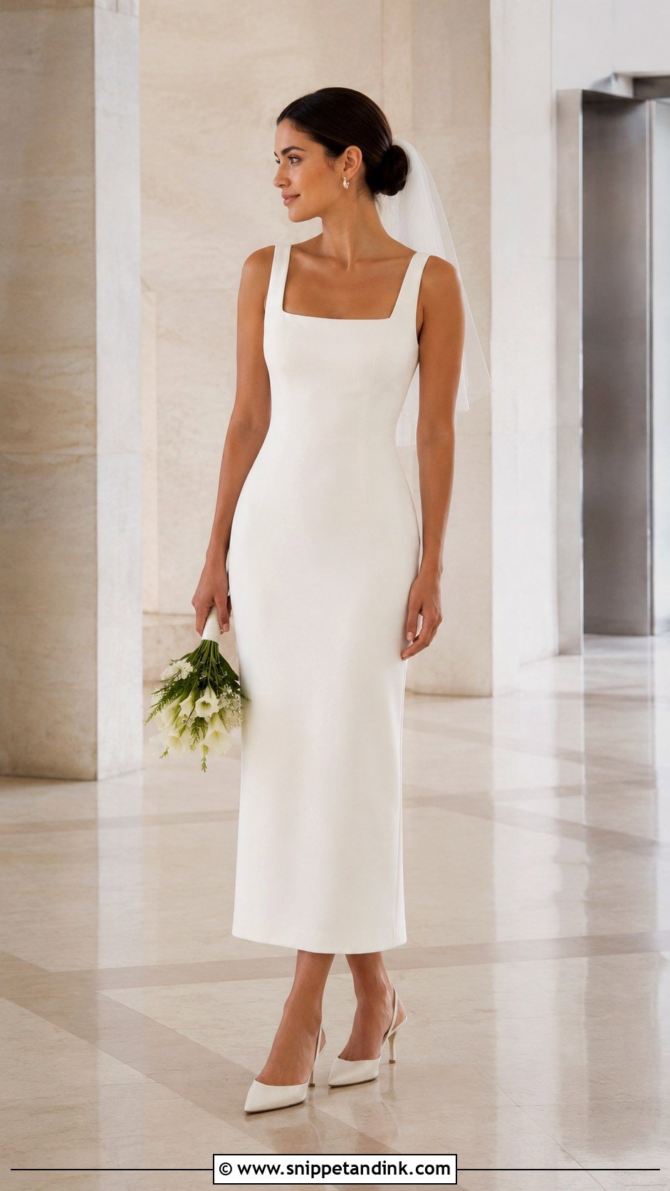 Minimalist Bridal Midi Gown - Snippet and Ink - 20 Minimalist Bridal Gown Ideas