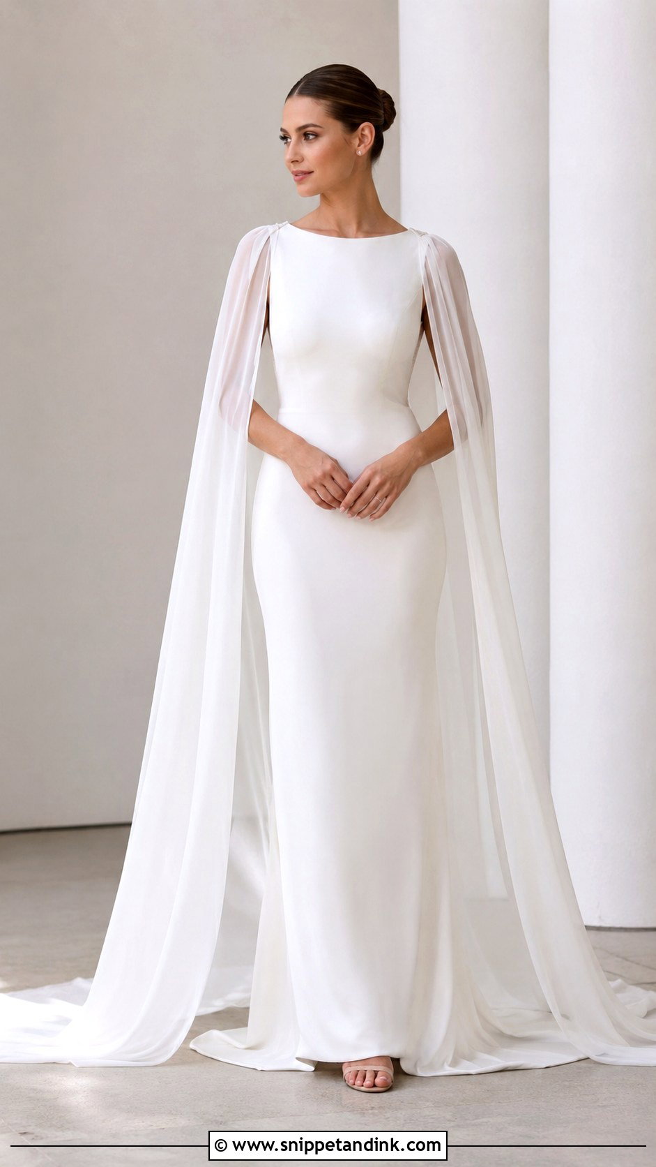 Minimalist Cape Wedding Dress - Snippet and Ink - 30 Elegant Minimalist Wedding Dress Ideas