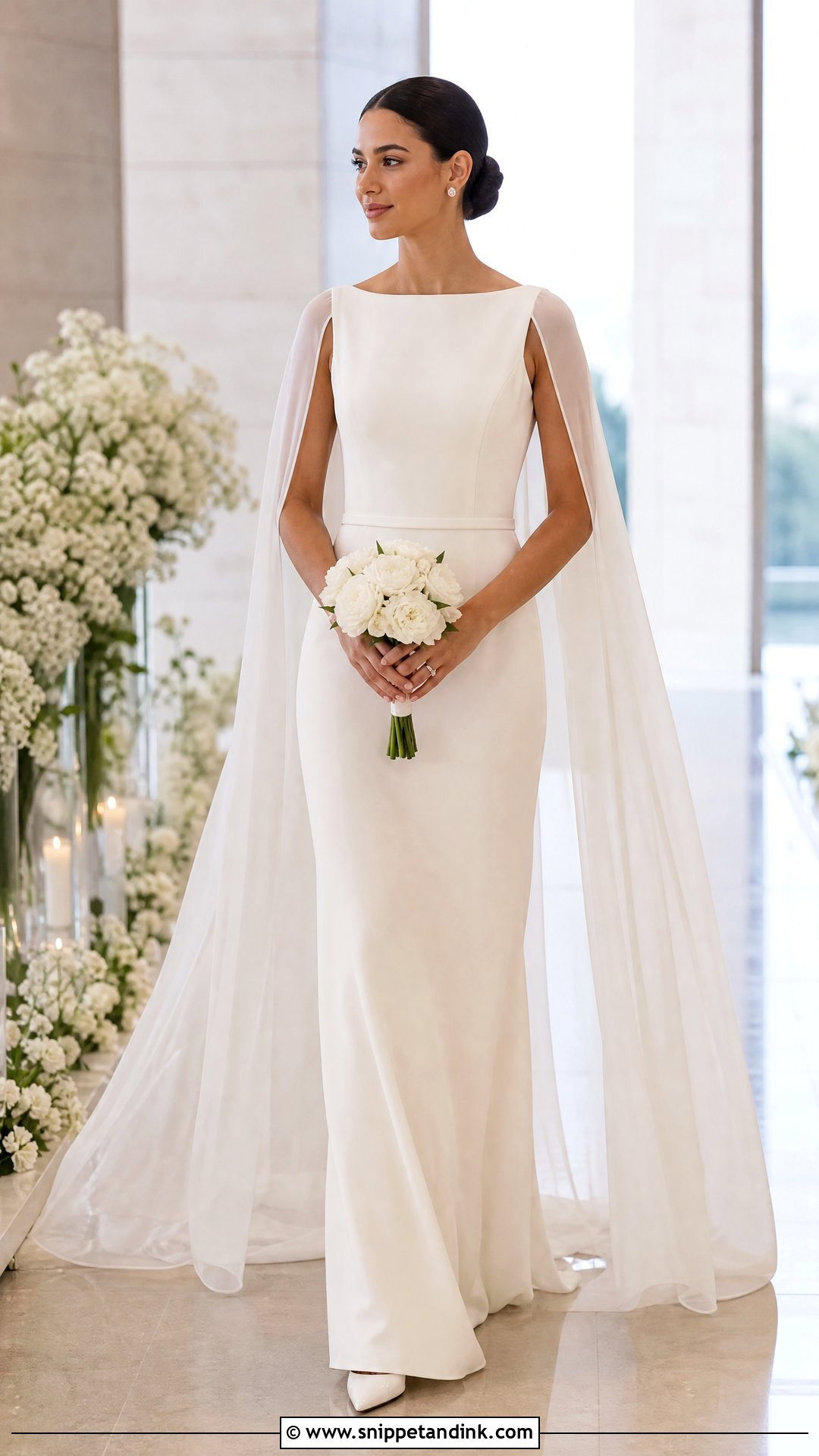Minimalist Cape Wedding Dress - Snippet and Ink - 20 Minimalist Bride Dress Ideas