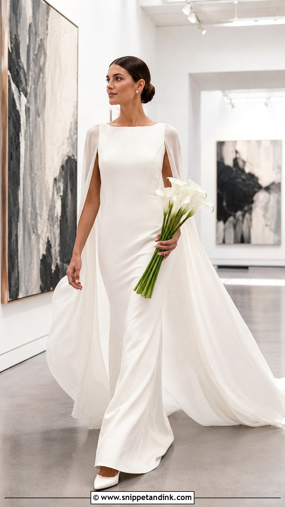 Minimalist Cape Wedding Dress - Snippet and Ink - 20 Classic Modern Wedding Dress Ideas