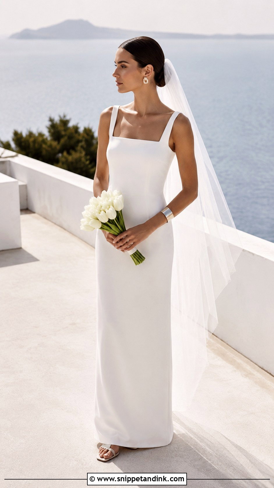 Minimalist Column Beach Bridal Dress - Snippet and Ink - 20 Beach Bridal Ideas