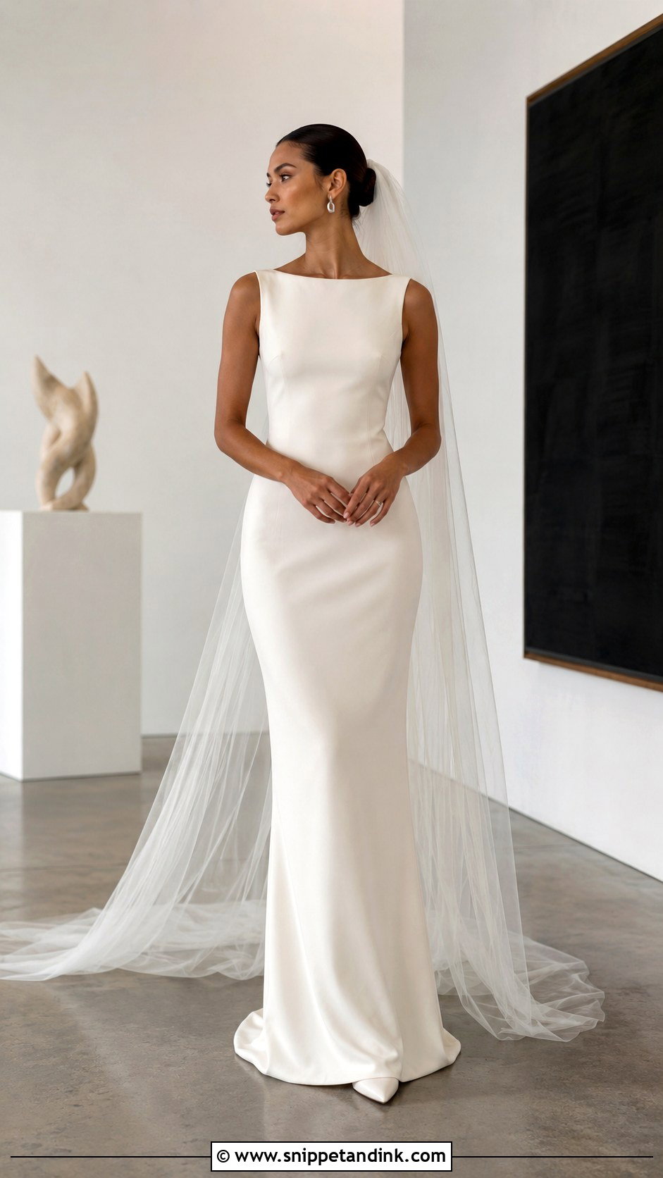 Minimalist Column Boat Neck Wedding Dress - Snippet and Ink - 20 Boat Neck Wedding Dresses
