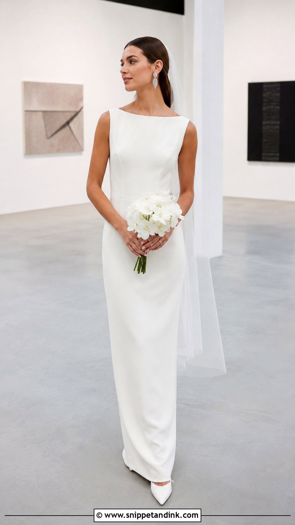 Minimalist Column Boatneck Wedding Dress - Snippet and Ink - 20 Boatneck Wedding Dresses