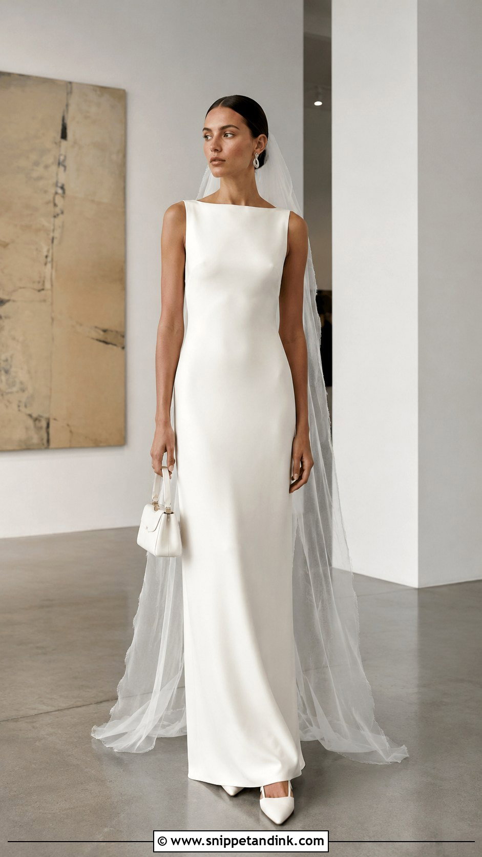 Minimalist Column Bride With Fingertip Veil - Snippet and Ink - 20 Brides with Veils