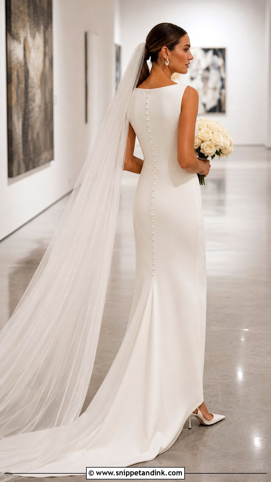 Minimalist Column Cream Wedding Dress - Snippet and Ink - 20 Cream Wedding Dresses