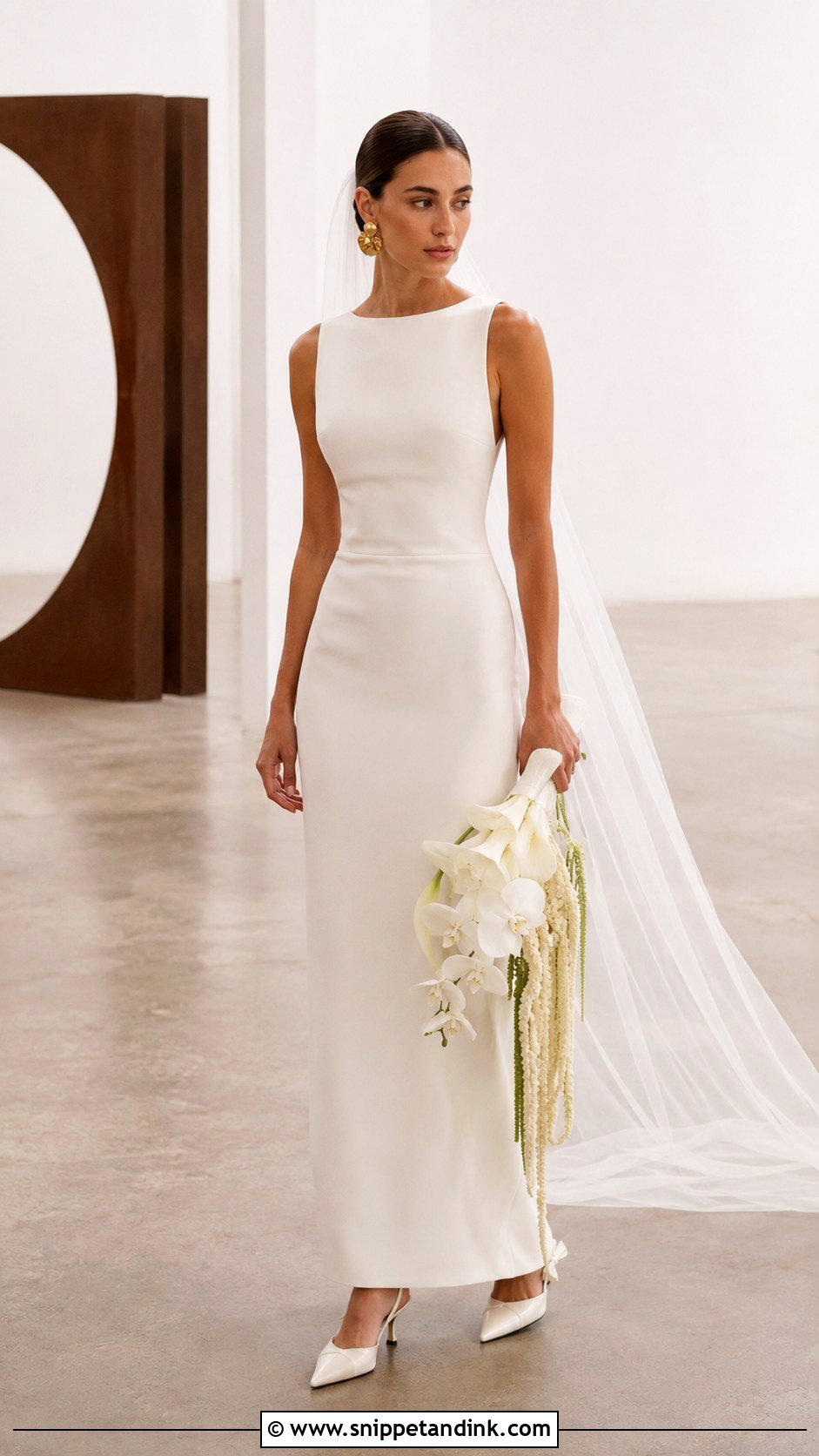 Minimalist Column Dress Bridal Wedding Outfit - Snippet and Ink - 20 Brides Wedding Outfits