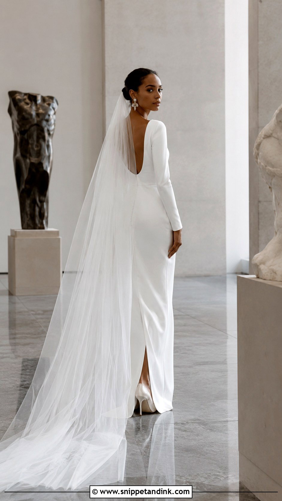 Minimalist Column Fall Bridal Dress - Snippet and Ink - 20 Fall Bridal Dresses