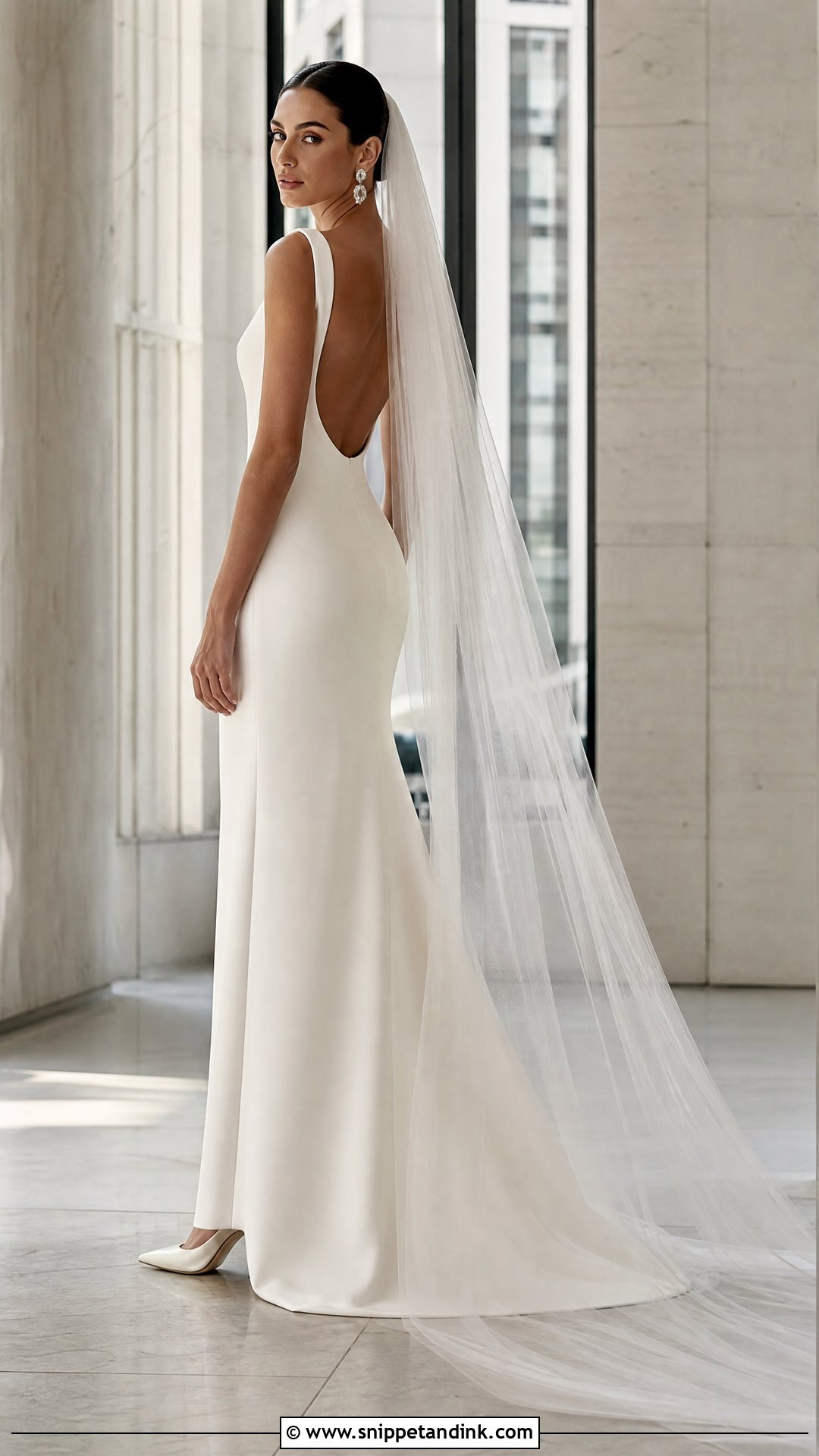 Minimalist Column Long Wedding Dress - Snippet and Ink - 25 Long Wedding Dress Ideas
