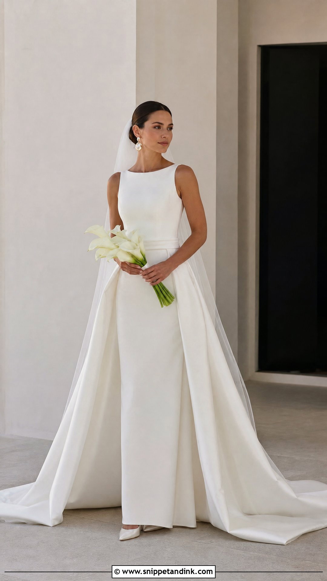 Minimalist Column Over Skirt Wedding Dress - Snippet and Ink - 20 Over Skirt Wedding Dress Ideas