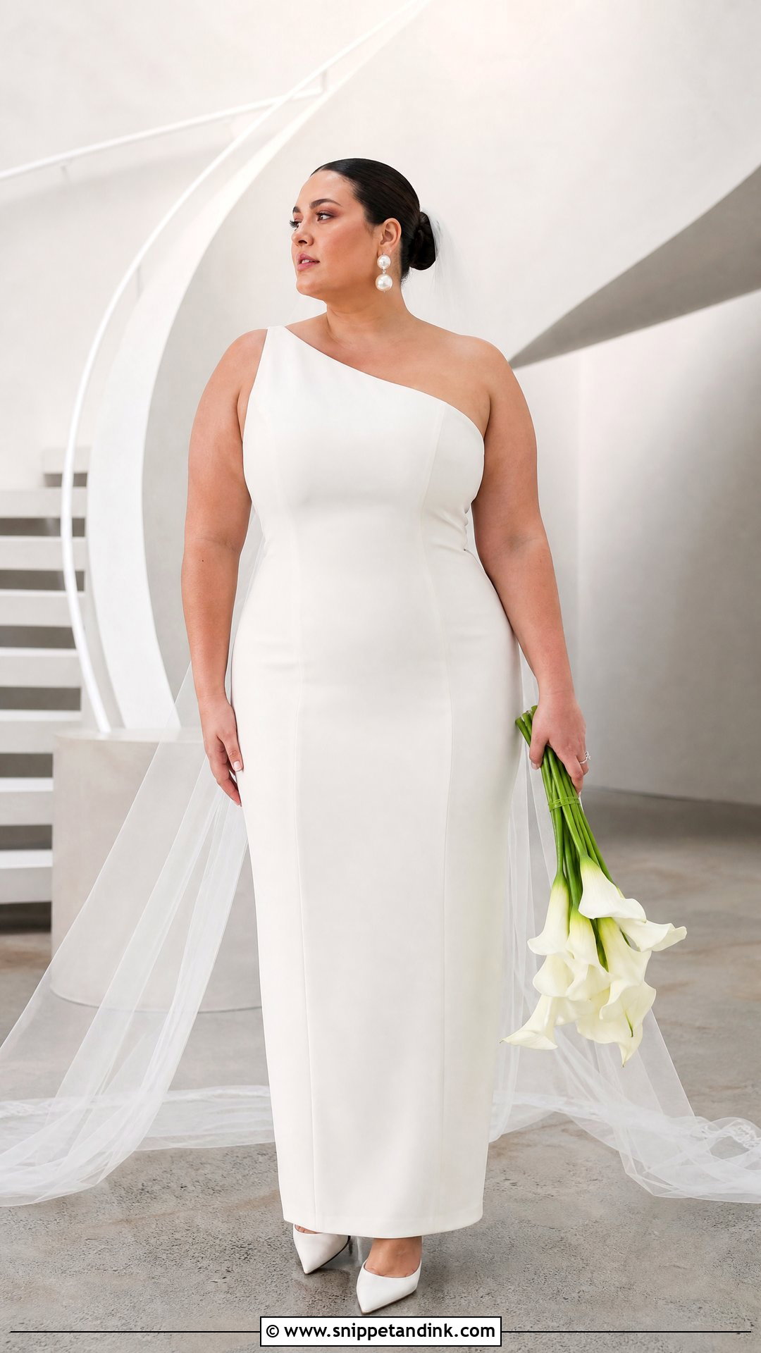Minimalist Column Plus Size Wedding Dress - Snippet and Ink - 20 Plus Sized Wedding Dress Ideas